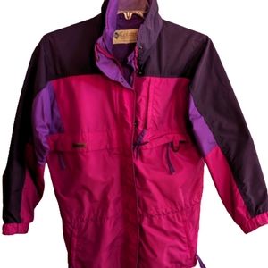 Vtg 90s Columbia Jacket Color-block Purple Ski Hiking Lightweight Waterproo